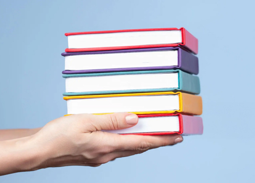 Stack of books on hand