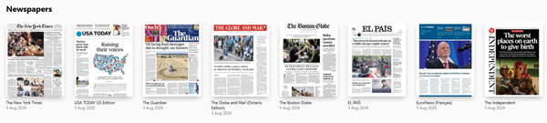 Newspapers available from Pressreader