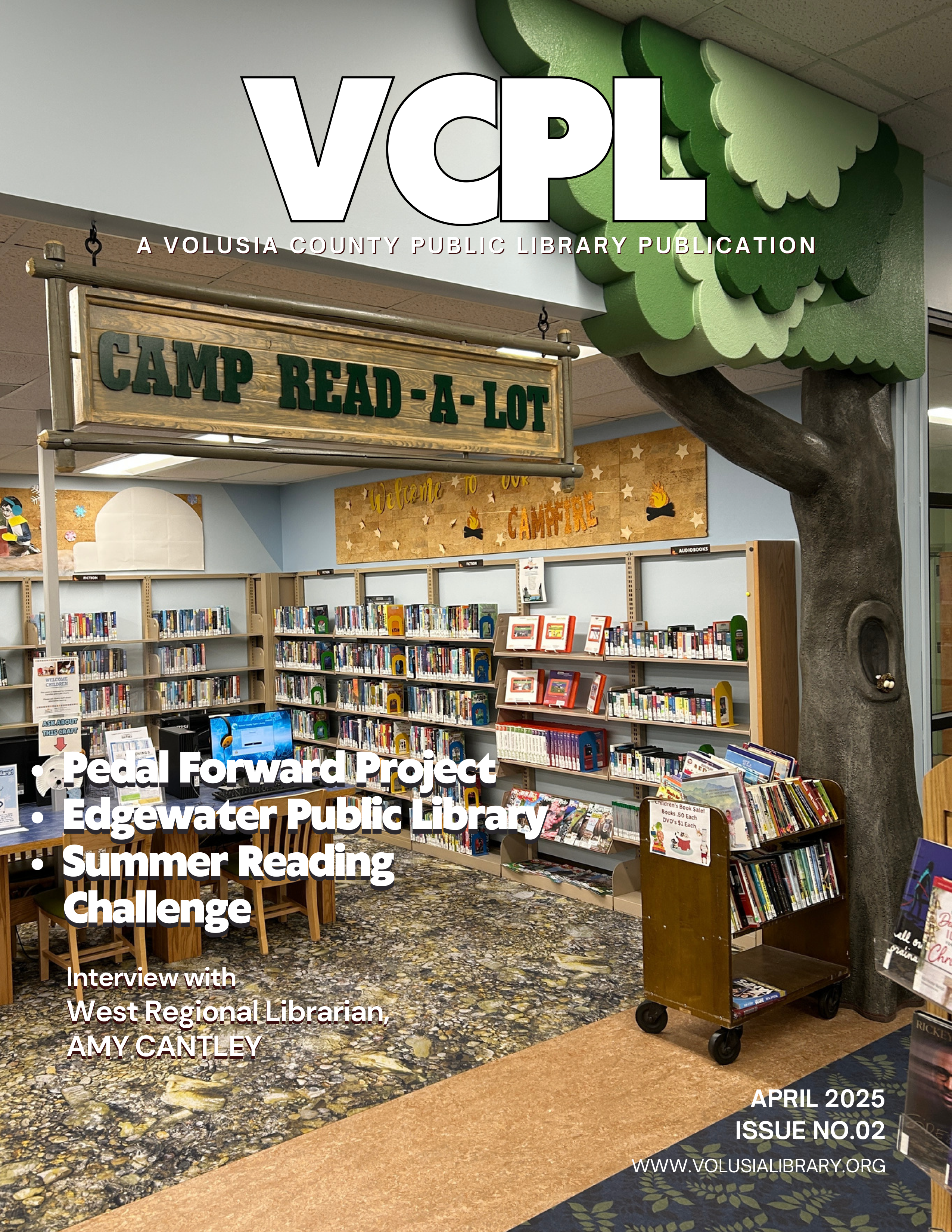 Cover of the VCPL Newsletter featuring the Edgewater Public Library.