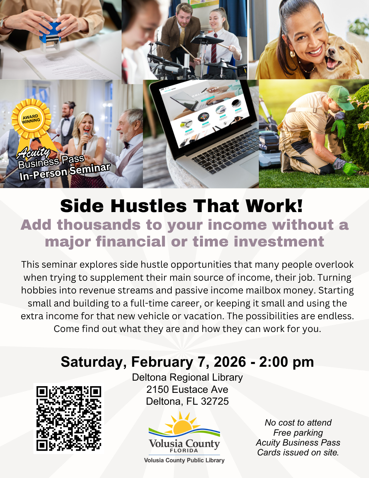 Side Hustles that Work! This seminar explores side hustle opportunities that many people overlook when trying to supplement their main source of income, their job. Turning hobbies into revenue streams and passive income mailbox money. Starting small and building to a full-time career, or keeping it small and using the extra income for that new vehicle or vacation. The possibilities are endless. Come find out what they are and how they can work for you.
